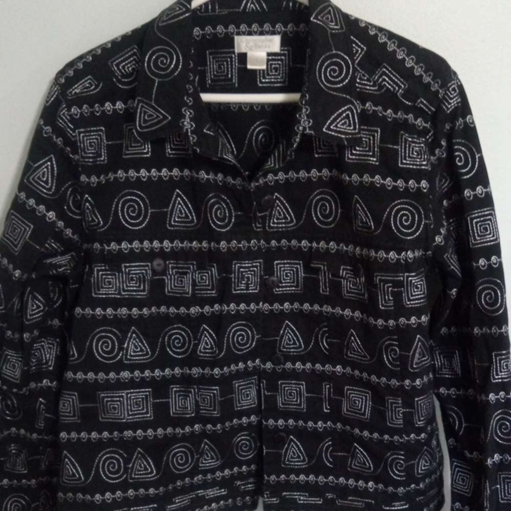Christopher & Banks Black and White Patterned Blazer